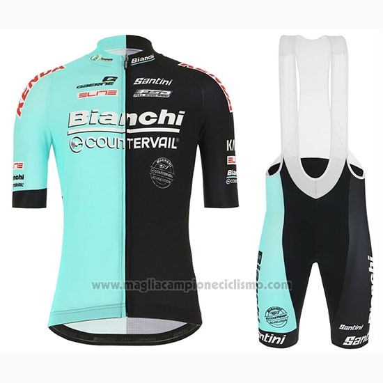 2019 Abbigliamento Ciclismo Bianchi Countervail Nero Verde Manica Corta e Salopette